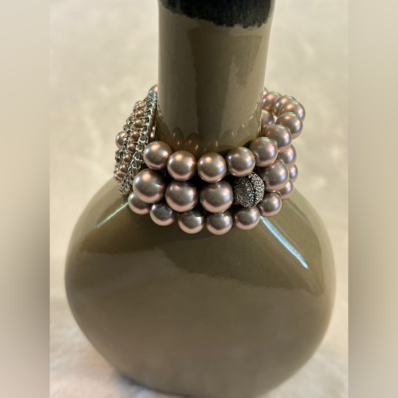 Simply Vera Wang Womens Beaded Pearlescent and Rhinestone Statement Bracelet - Picture 3 of 7